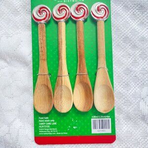 Christmas wood condiment spoons set of 4